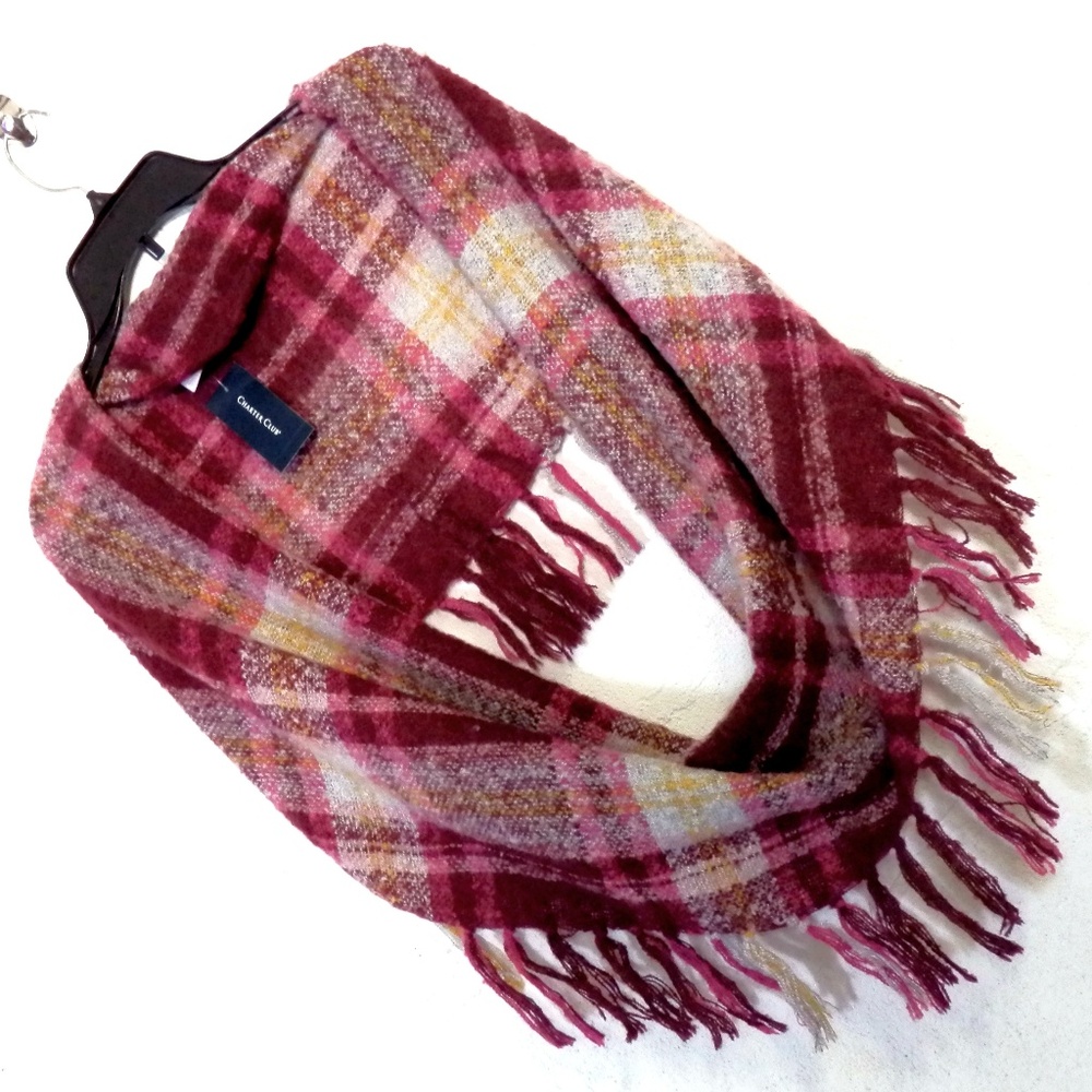 Charter Club Boucle Plaid Infinity Scarf New 34.50